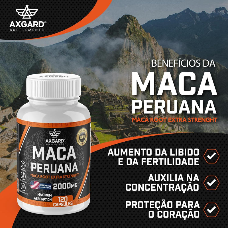Maca Peruana Pura – 120 cápsulas Axgard Suplementos.