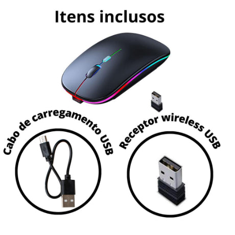Mouse Sem Fio Wireless Com Bateria Interna Recarregavel