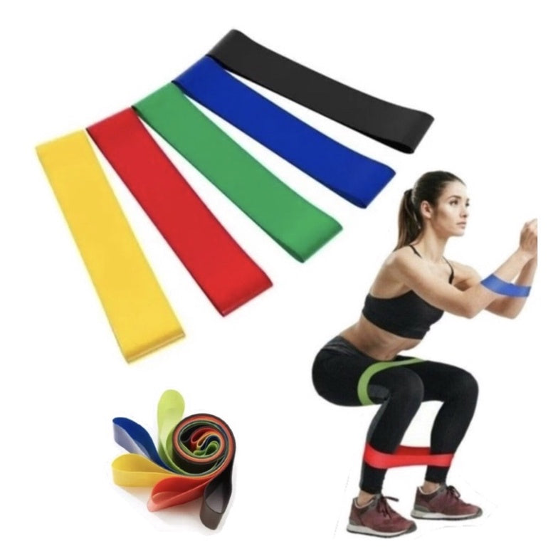 Kit 5 Faixas Elásticas Para Yoga Fisioterapia e Treino